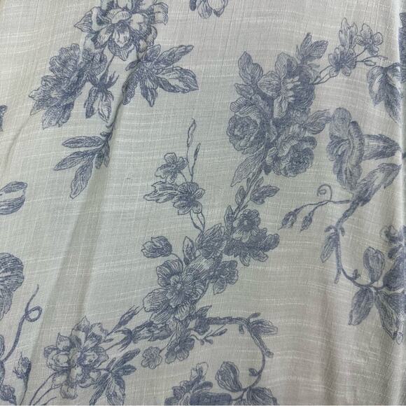 Sage Blue Floral Sheer Gauze Fairy Coquette Whimsical Top OpenBack Bell Sleeve L - Picture 4 of 7